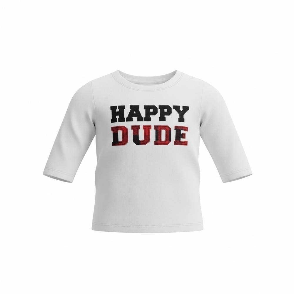 First Impressions Happy Dude Kids Shirt - White 3-6 Months NWT